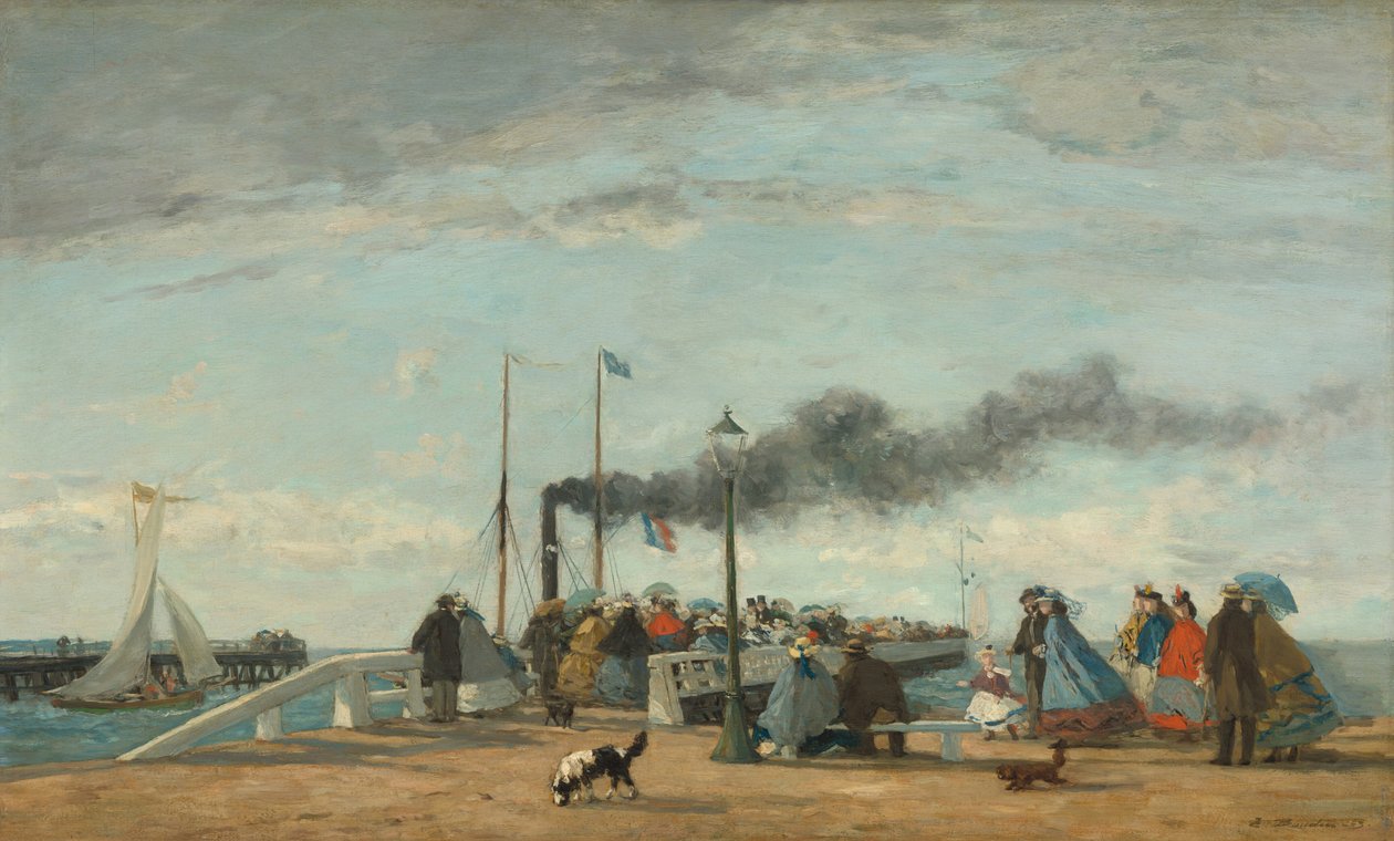 Jetty and Wharf i Trouville, 1863. av Eugene Louis Boudin