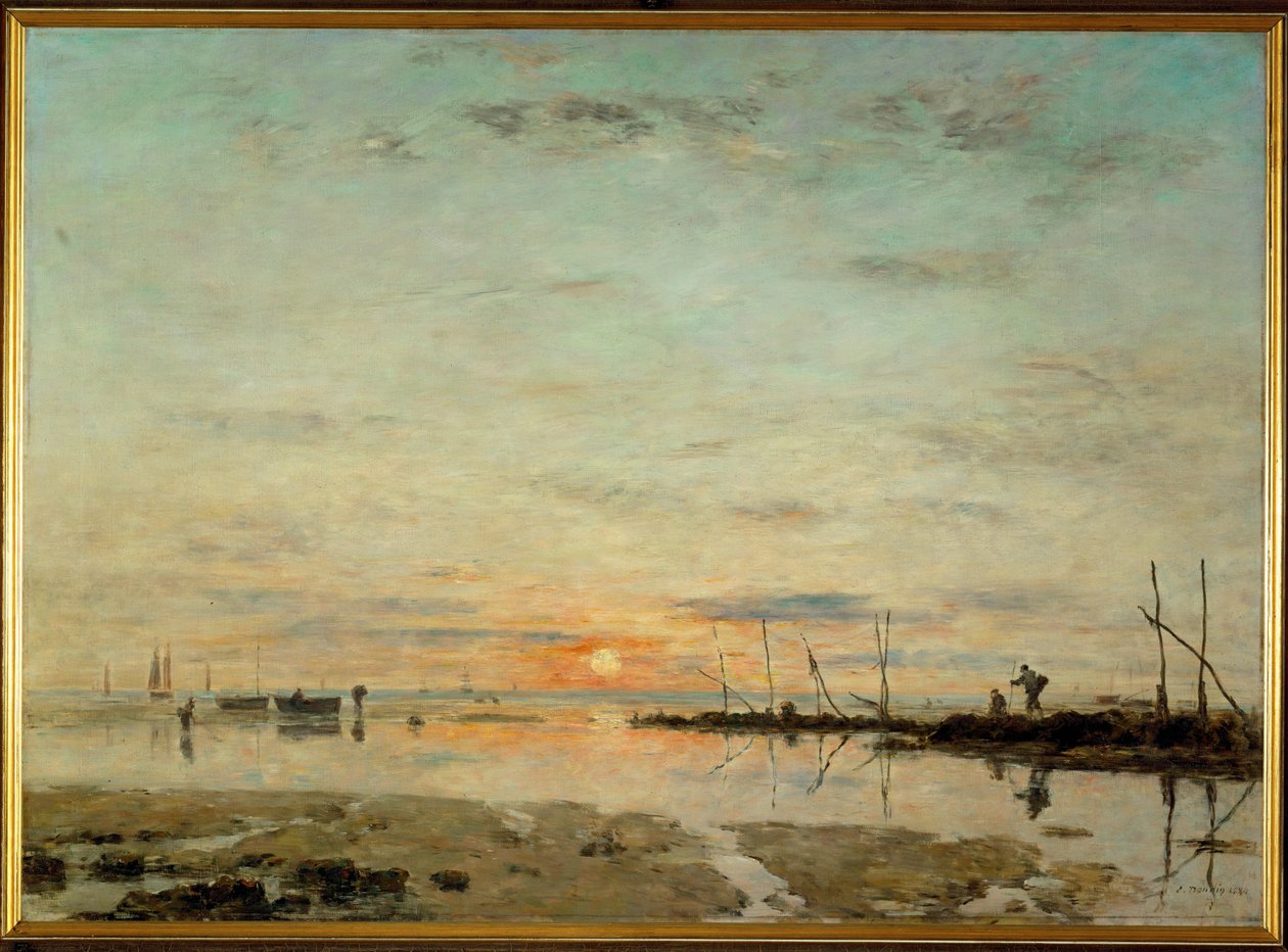 La Havre, solnedgång vid lågvatten av Eugene Louis Boudin