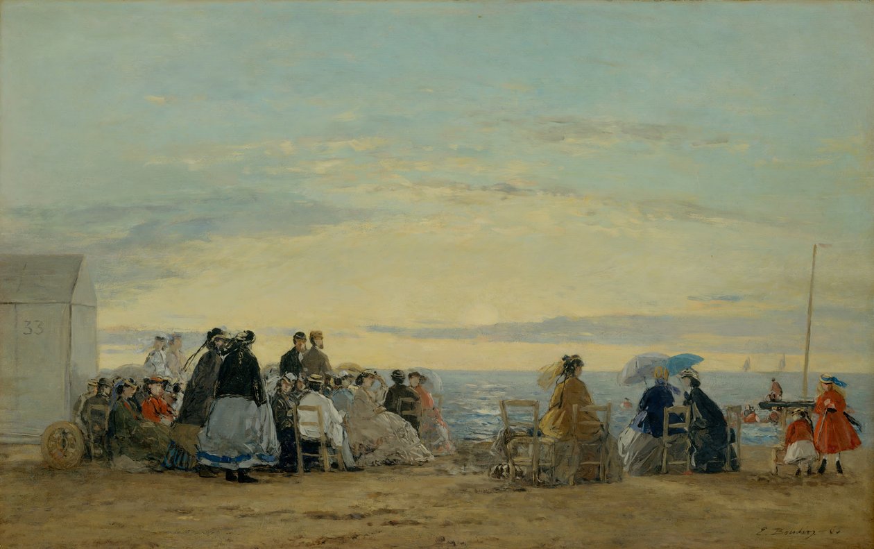 På stranden, solnedgång, 1865. av Eugene Louis Boudin