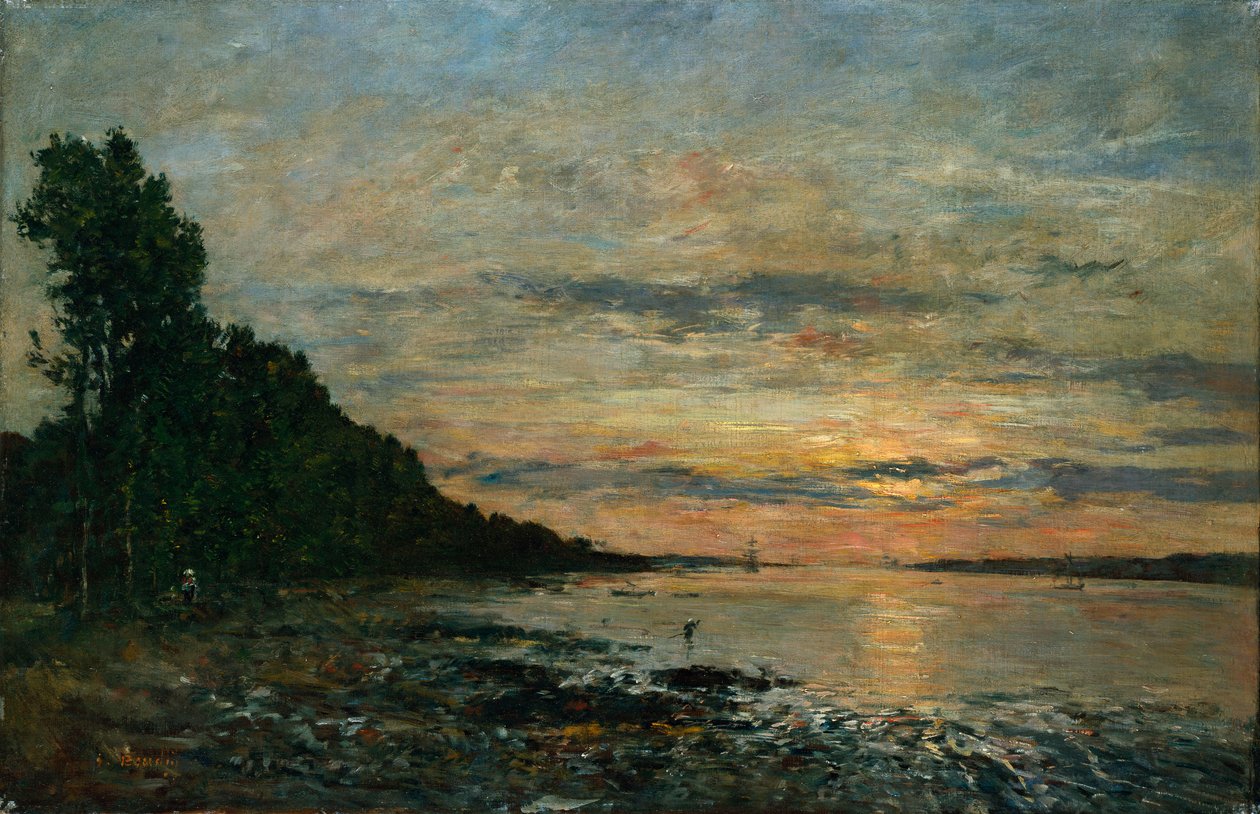 Plougastel, Solnedgång över mynningen, c.1870-73 av Eugene Louis Boudin