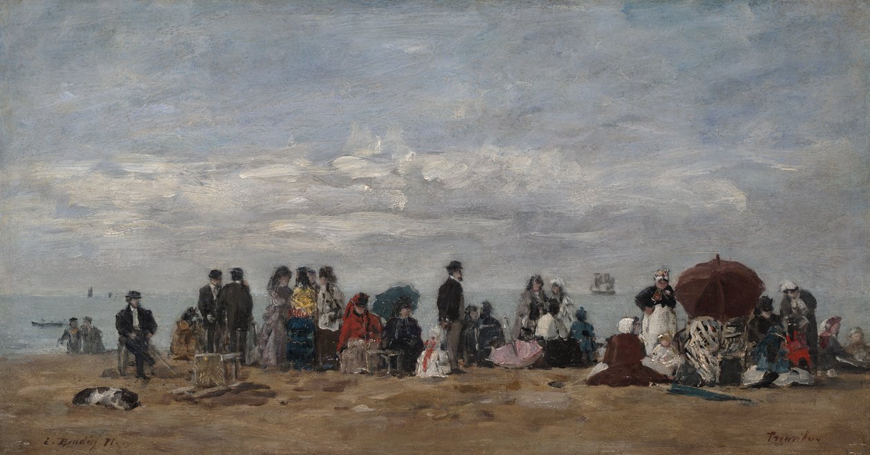 Stranden i Trouville, 1871 av Eugene Louis Boudin
