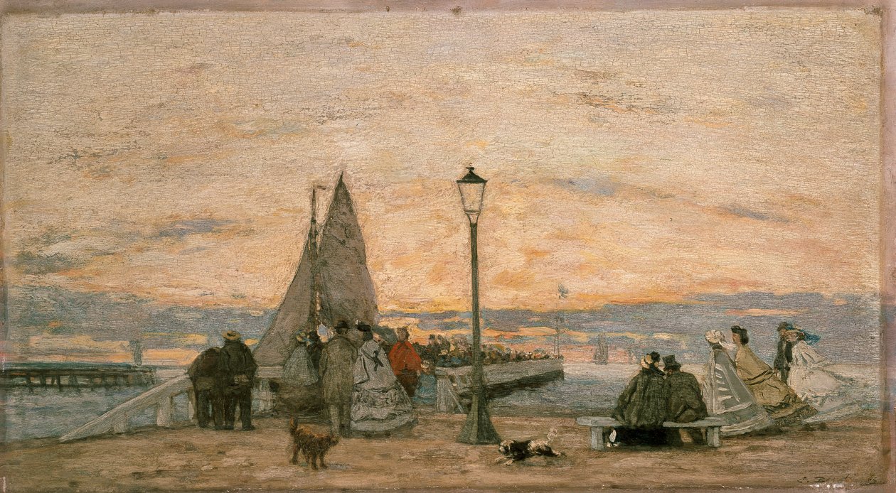 The Jetty at Trouville: Sunset, 1862 av Eugene Louis Boudin
