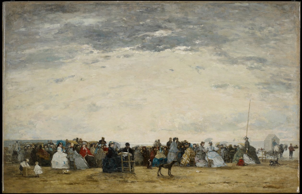 Semesterfirare på stranden i Trouville av Eugene Louis Boudin