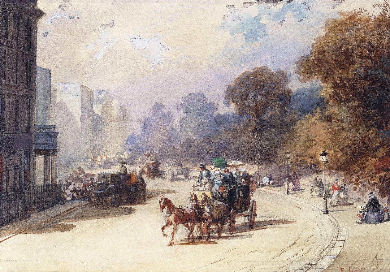 En vagn på en London Street, av Eugene Louis Lami
