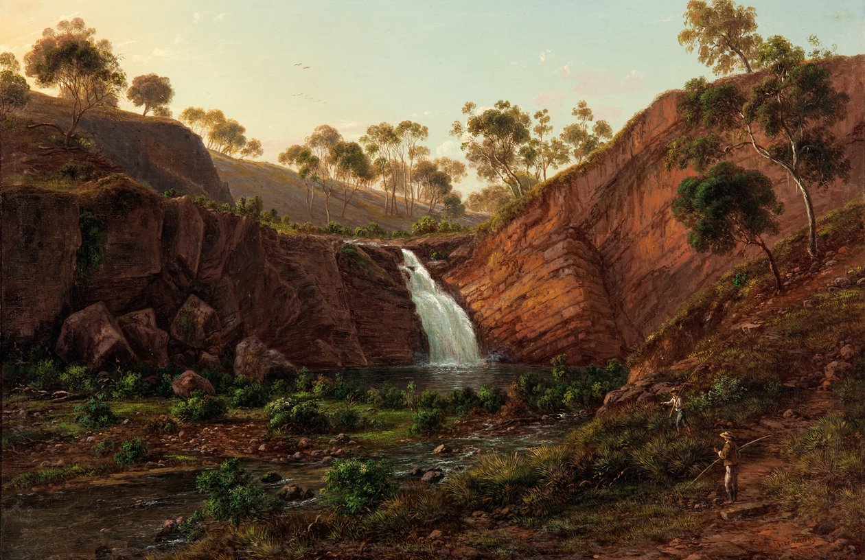 Vattenfall på Clyde River, Tasmanien av Eugene von Guérard