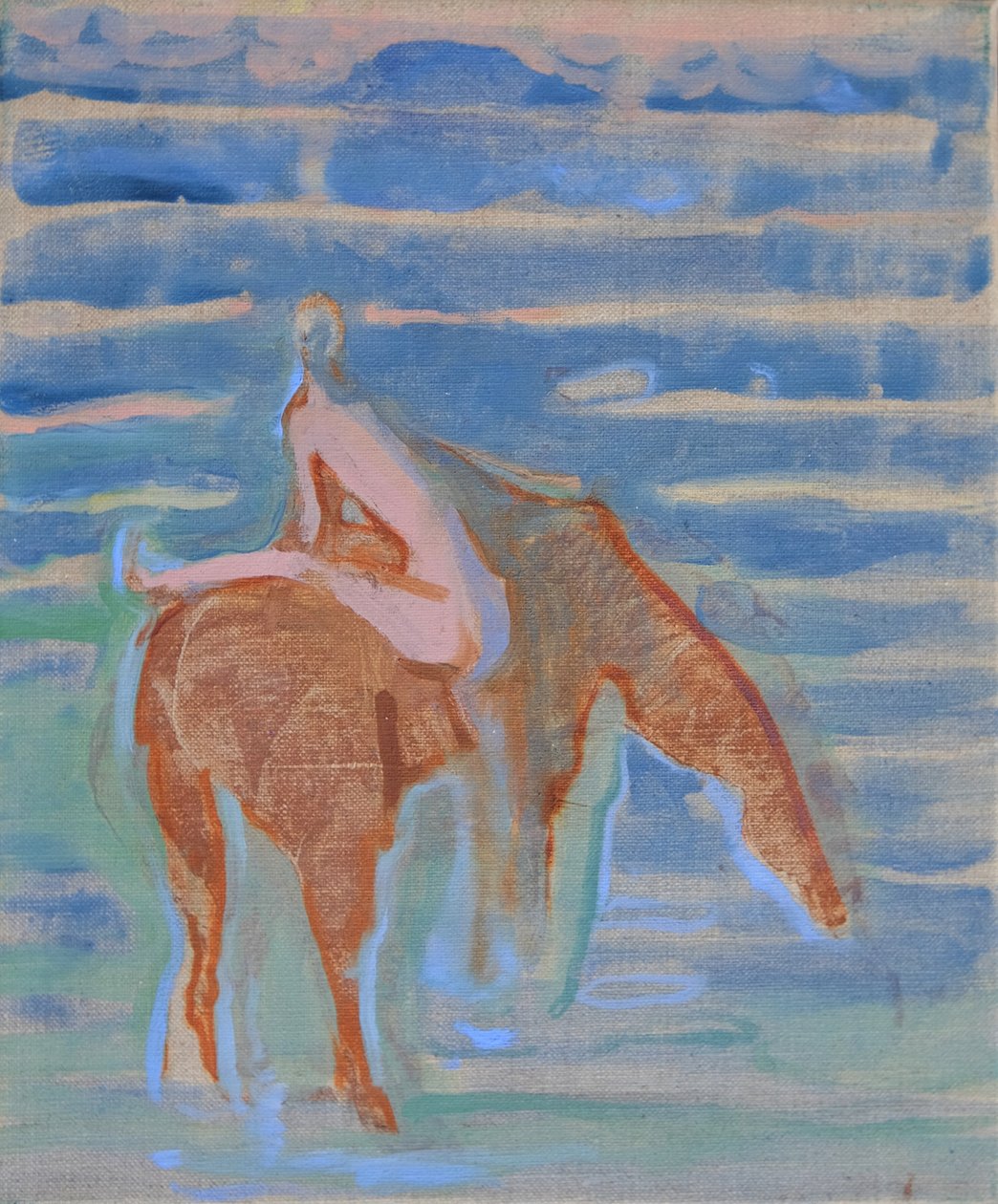 Morning Swim, 2022 (linne, pigment) av Eugenie Vronskaya
