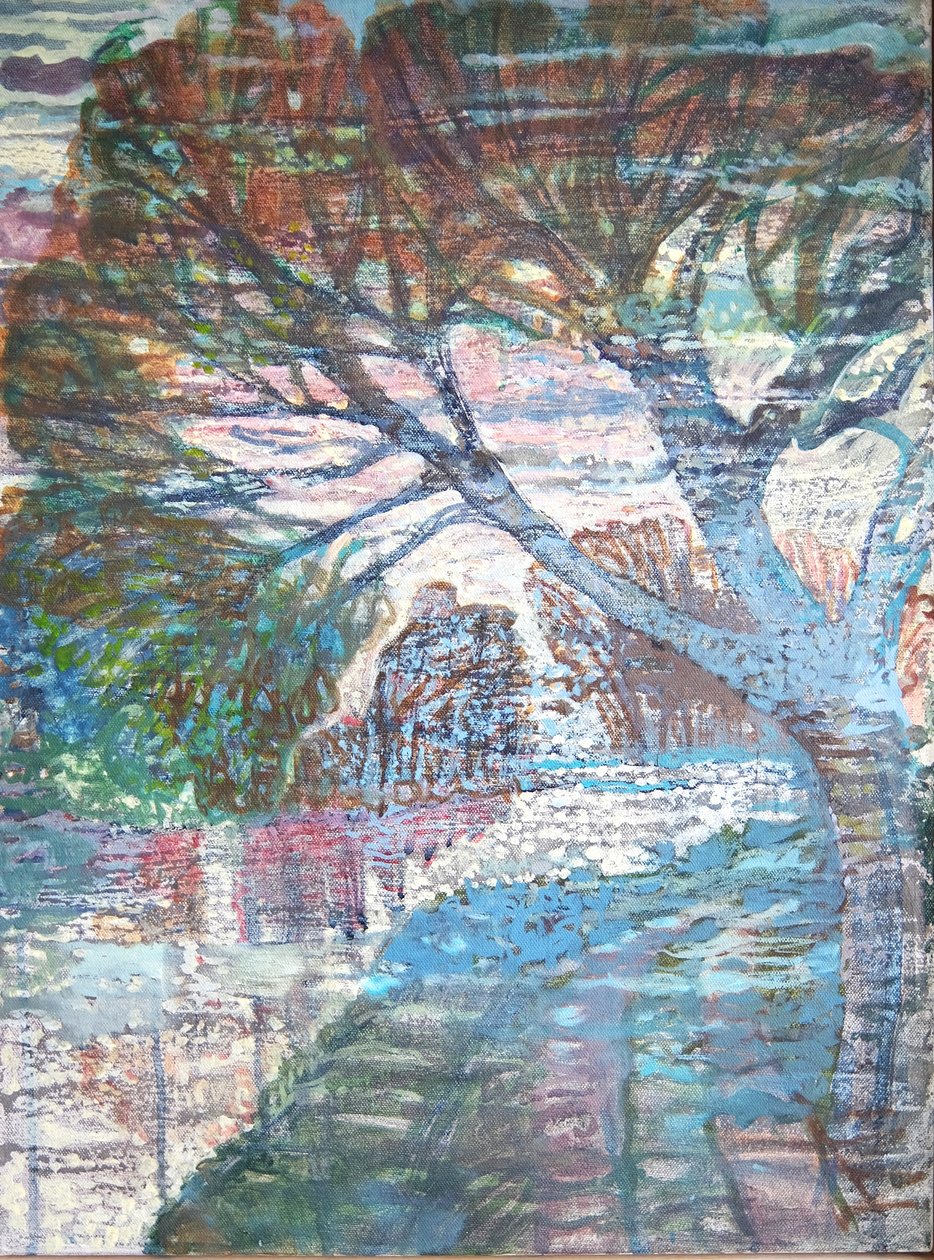 The Greeting Tree, 2022 (pigment, olja, duk) av Eugenie Vronskaya
