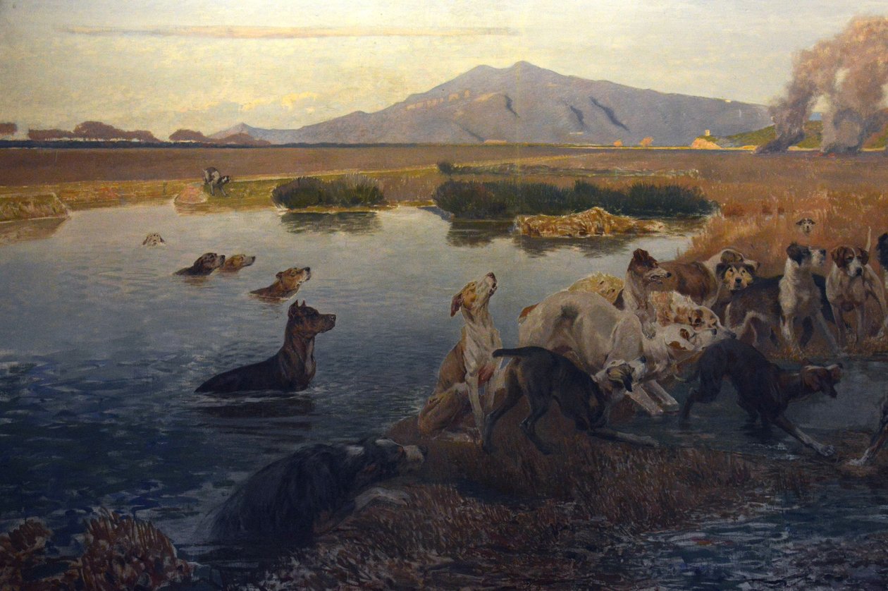 Vildsvinjakt i Burano -kärren (detalj 2) av Eugenio Cecconi