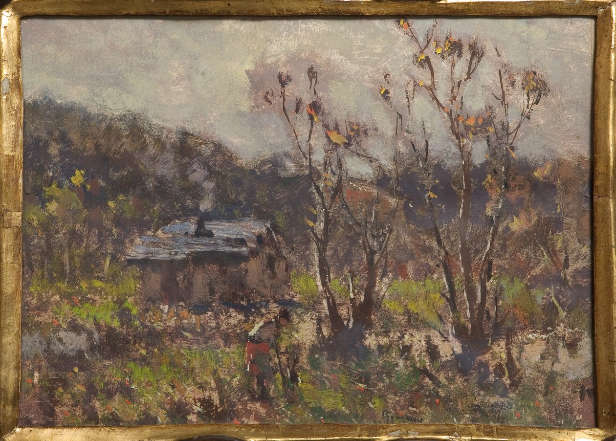 Farmstead (olja och tempera på papper) av Eugenio Gignous