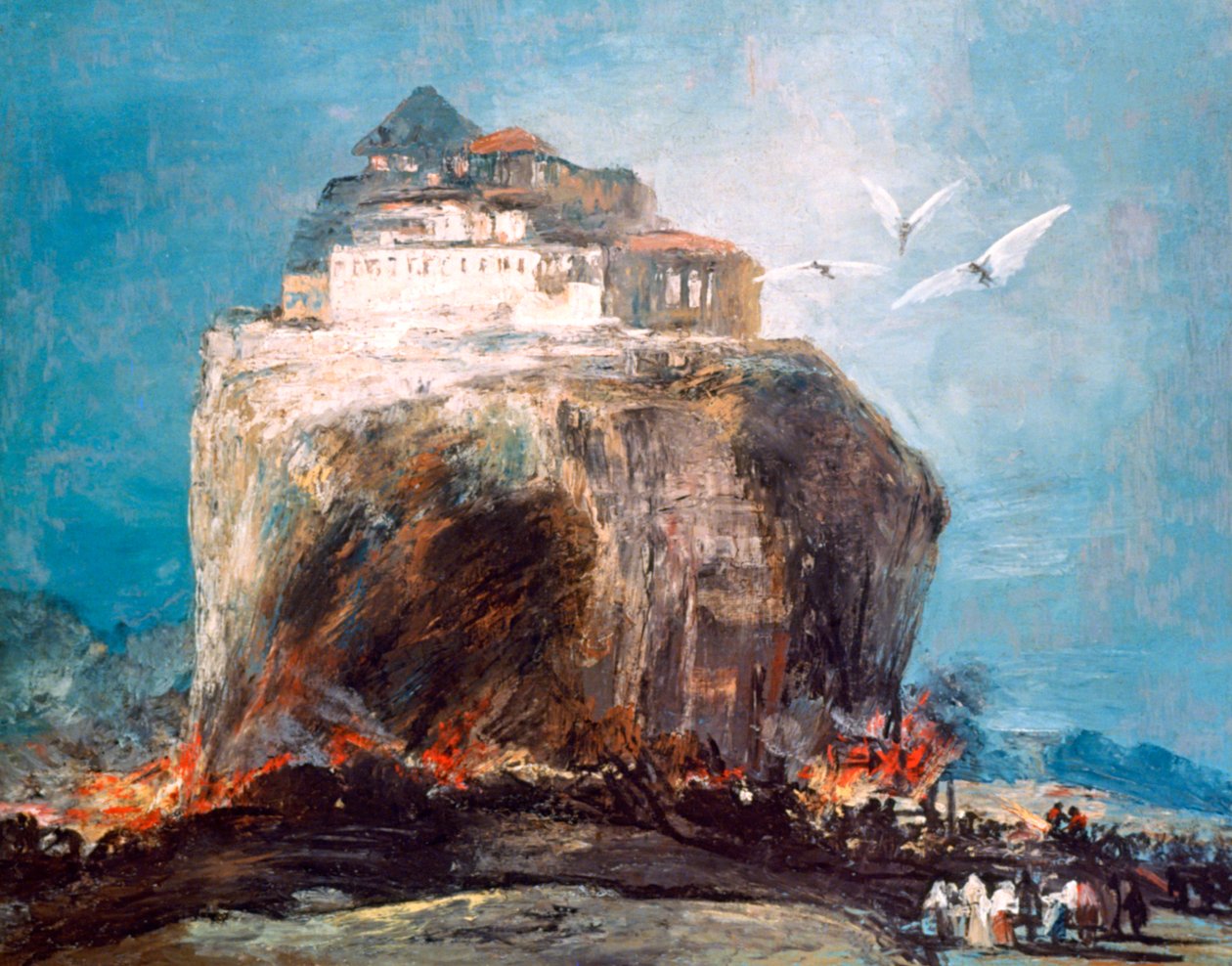 Stad på klippan, c1878-1918 av Eugenio Lucas Villamil