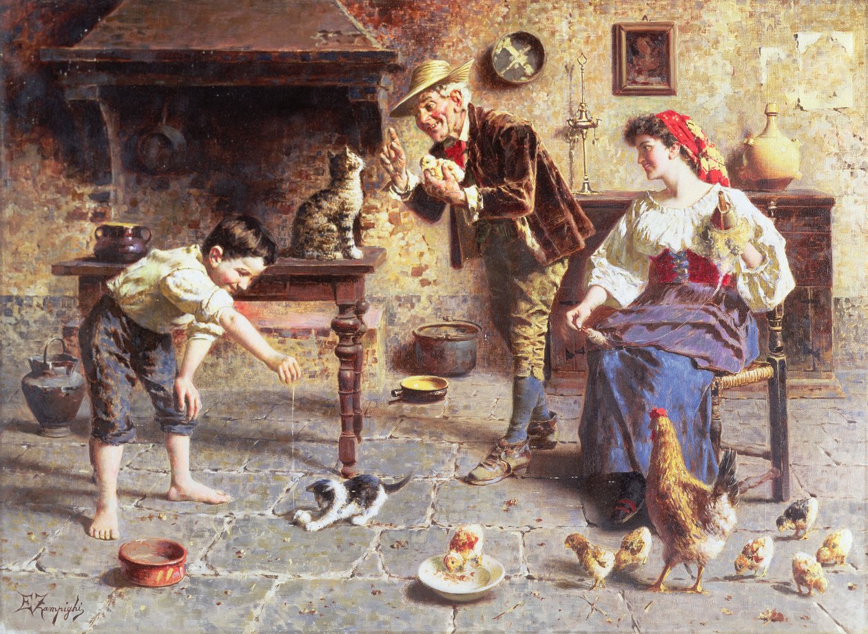 I köket (målning) av Eugenio Zampighi