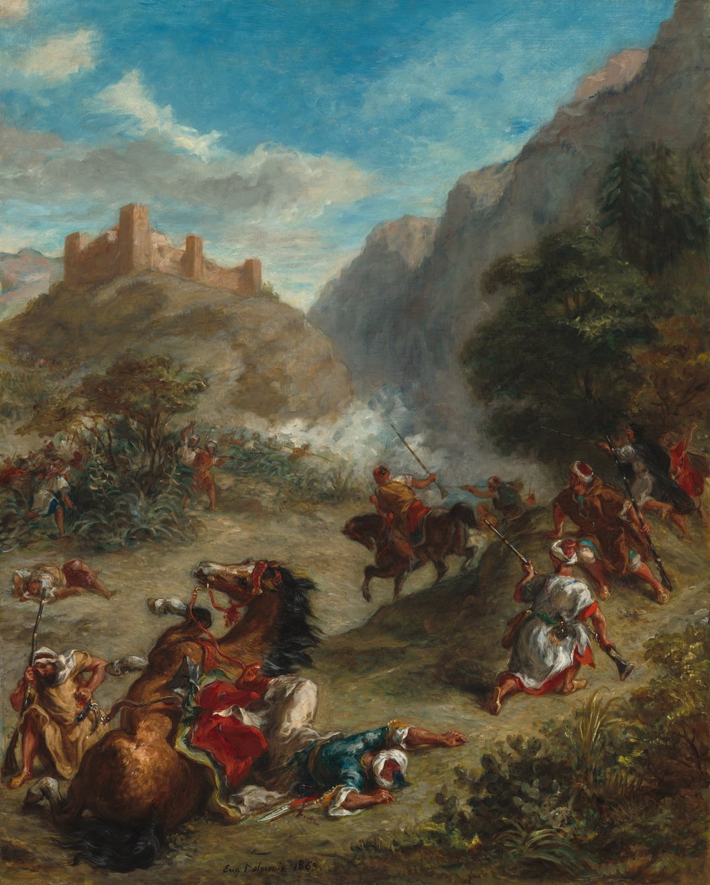 Arabs Skirmishing in the Mountains av Ferdinand Victor Eugene Delacroix