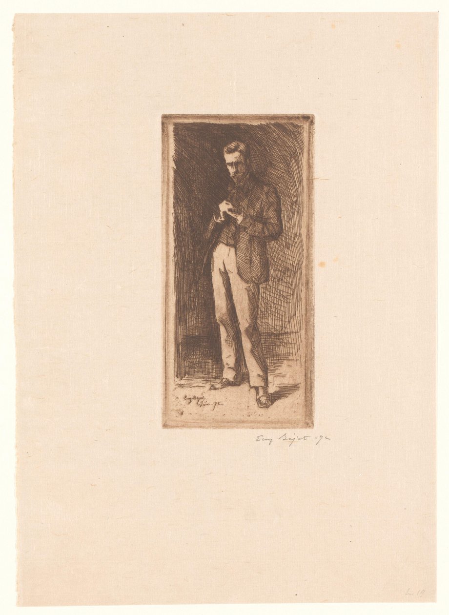 Självporträtt av Eugène Bejot (signed by artist)