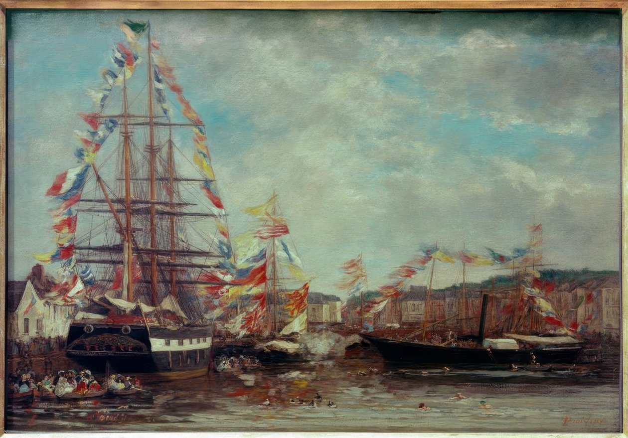 Festival i hamnen i Honfleur av Eugene Louis Boudin