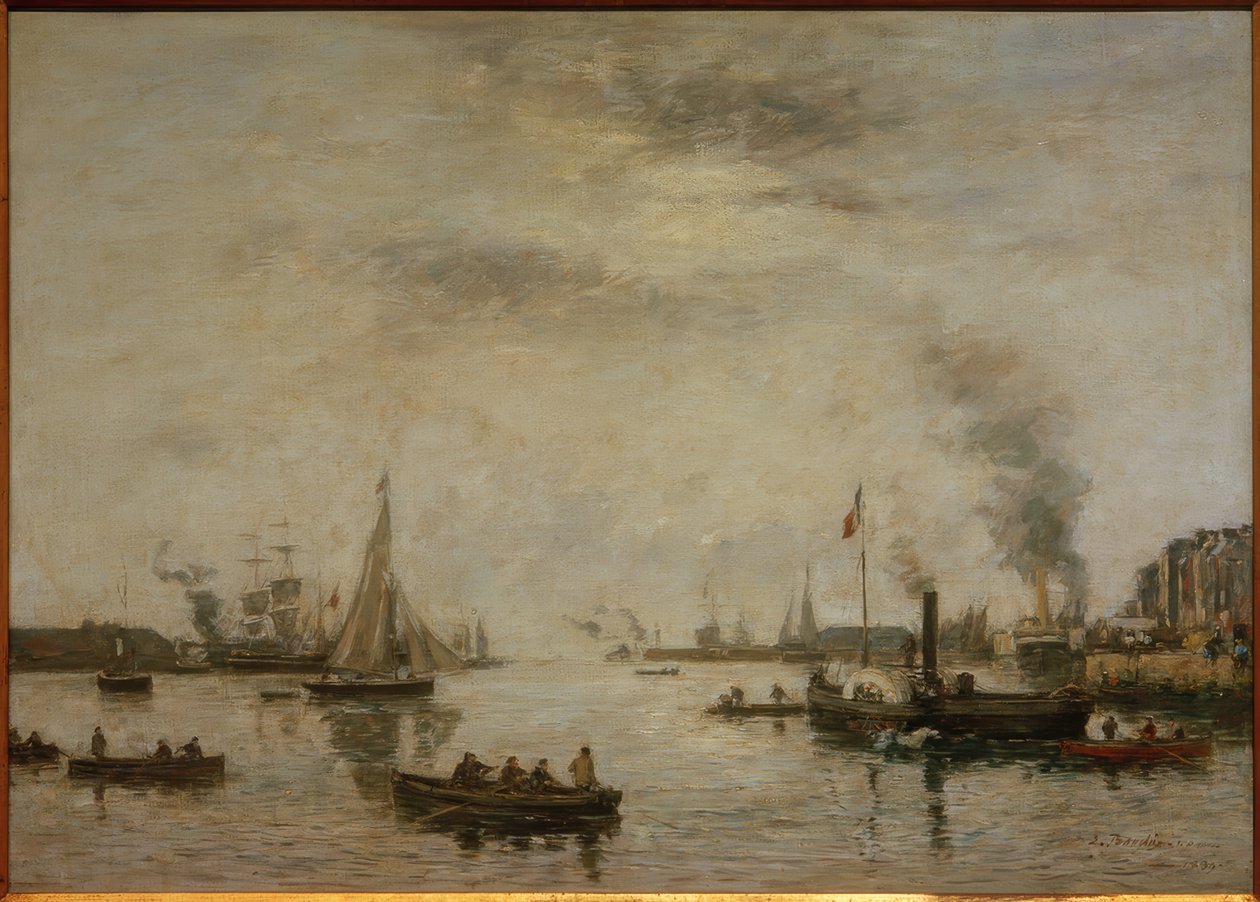 Le Havre, utsikt över hamnen av Eugene Louis Boudin
