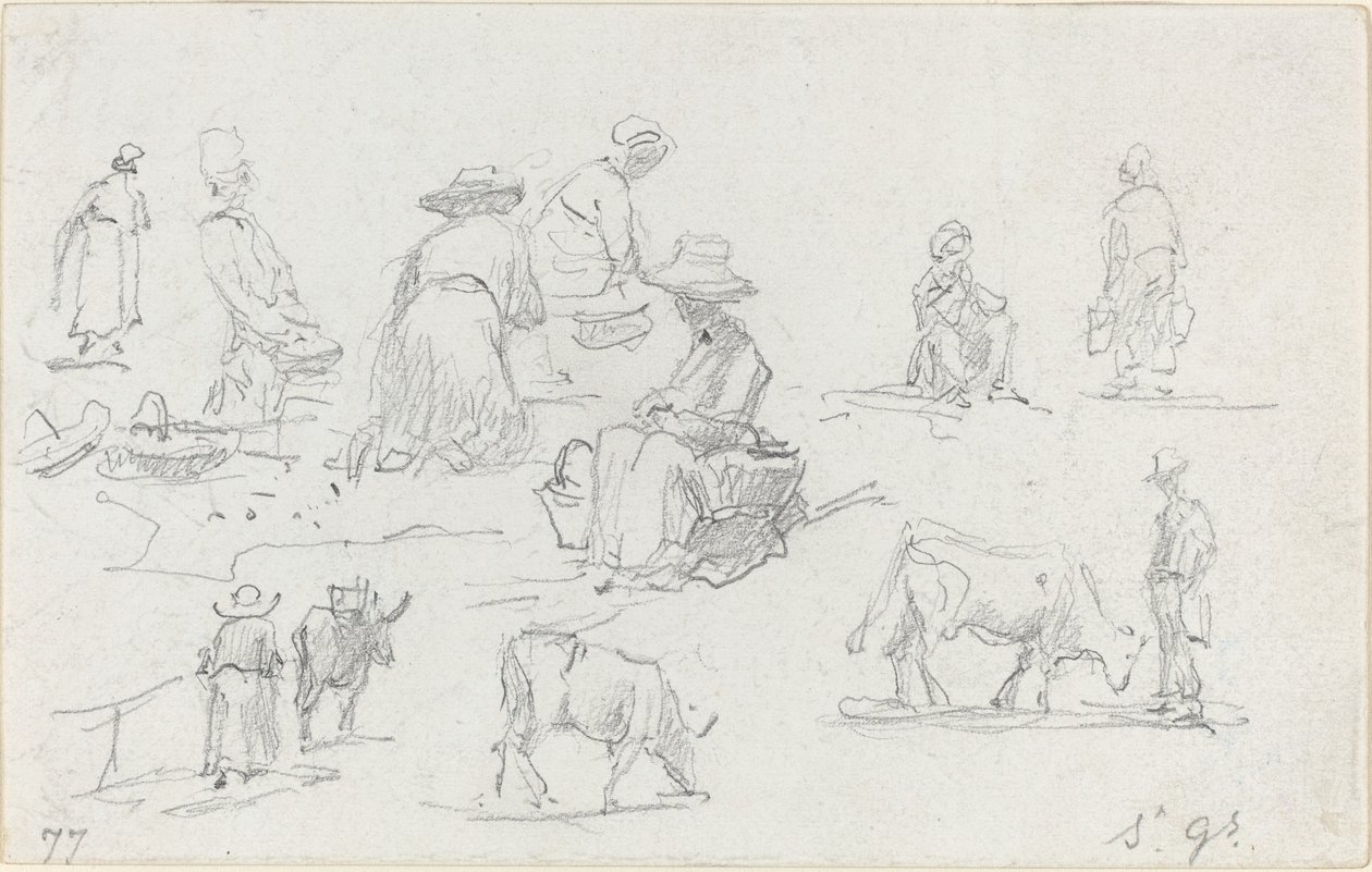 Bönder och kor [recto] av Eugène Boudin