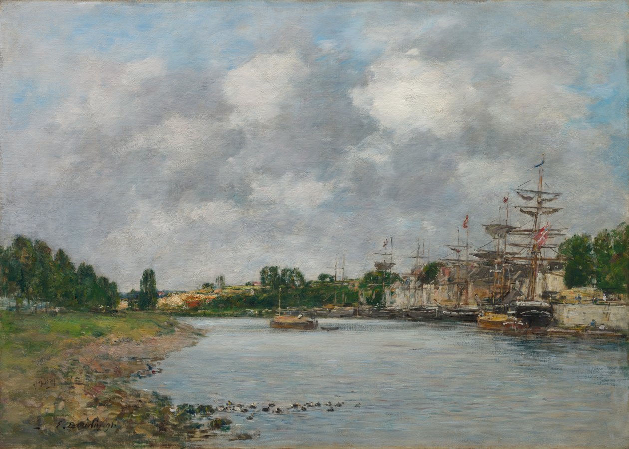 Utsikt över hamnen i Saint-Valéry-sur-Somme av Eugène Boudin