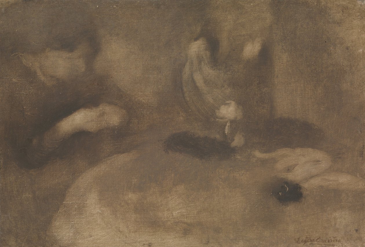Kvinnor som syr vid ett bord, ca. 1894-96. av Eugène Carrière