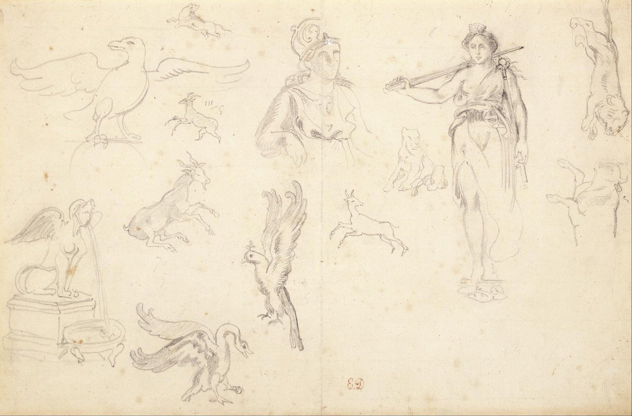 Djur- och figurstudier av Eugène Delacroix