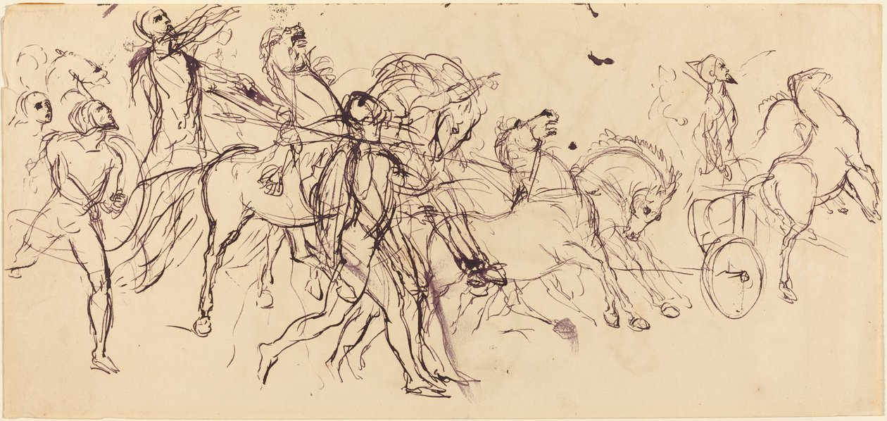 Vagnkörare recto och verso. av Eugène Delacroix