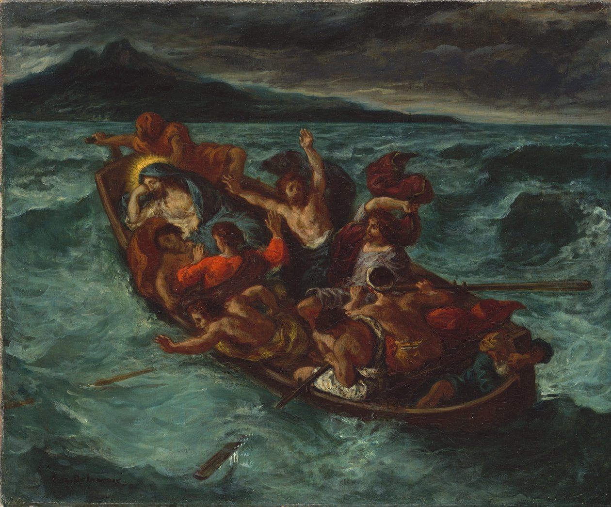 Kristus sov under stormen av Ferdinand Victor Eugene Delacroix