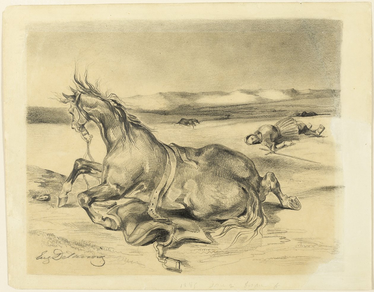 Fallen Horse och Dead Knight av Eugène Delacroix