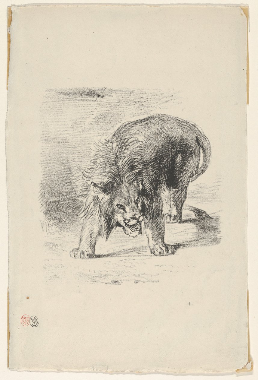 Lion Standing, 1833., 1833. av Eugène Delacroix