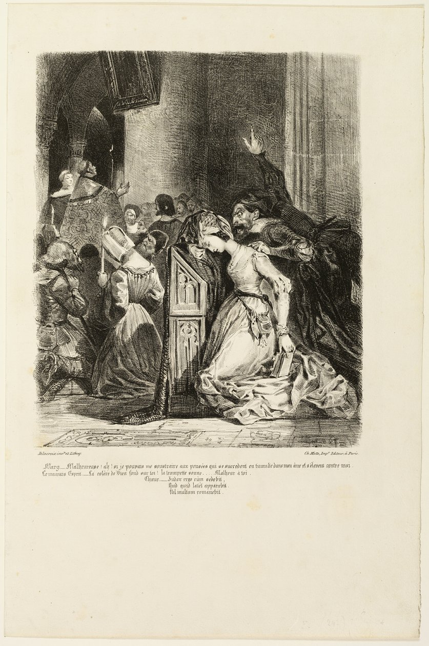 Marguerite vid kyrkan, från Faust av Eugène Delacroix