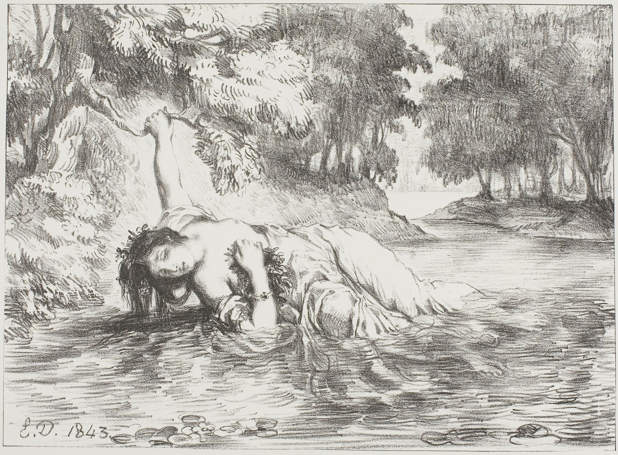 Ofelias död av Eugène Delacroix