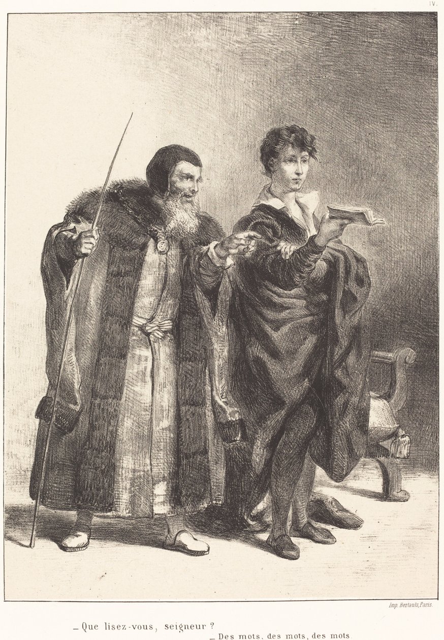 Polonius och Hamlet (akt II, scen II) av Eugène Delacroix