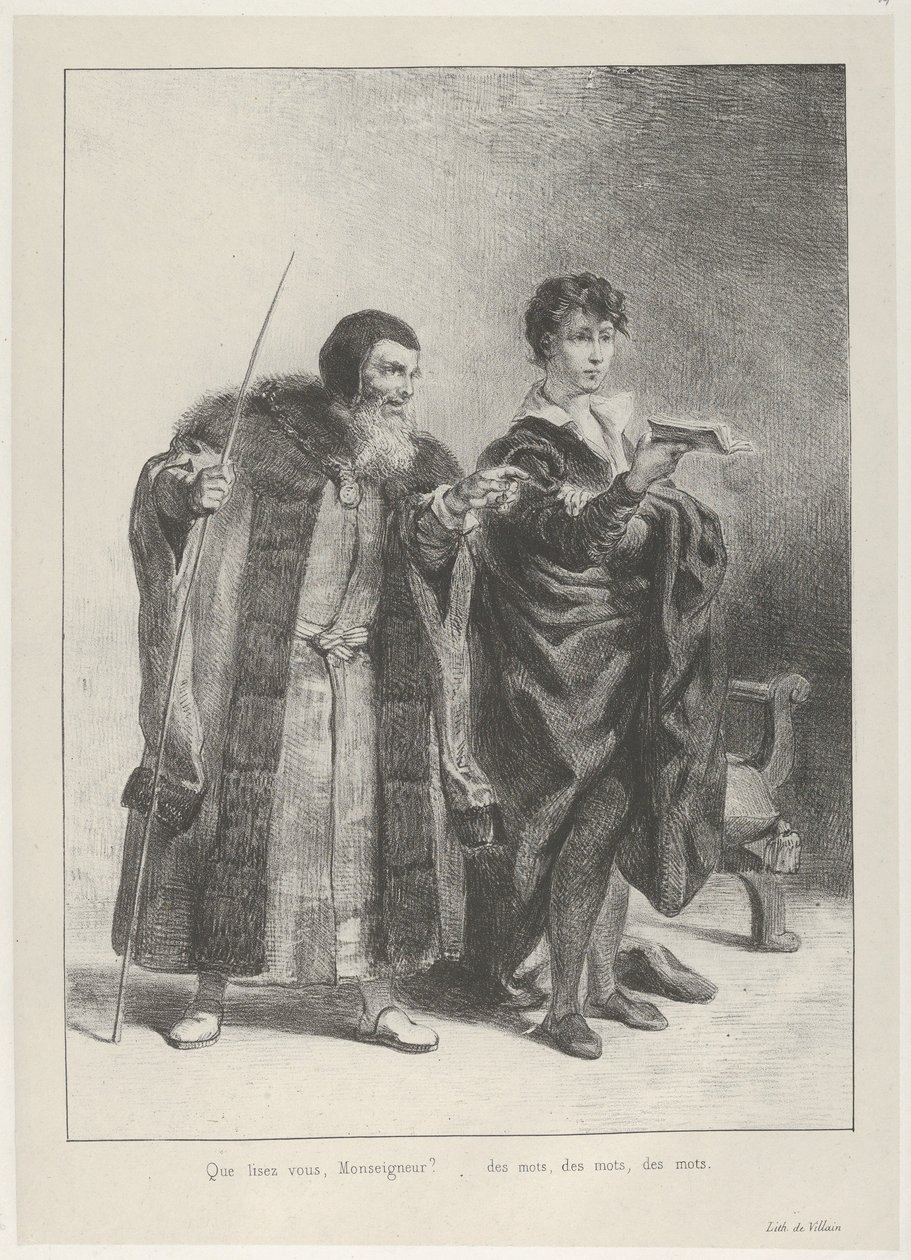 Polonius och Hamlet, 1834-43., 1834-43. av Eugène Delacroix