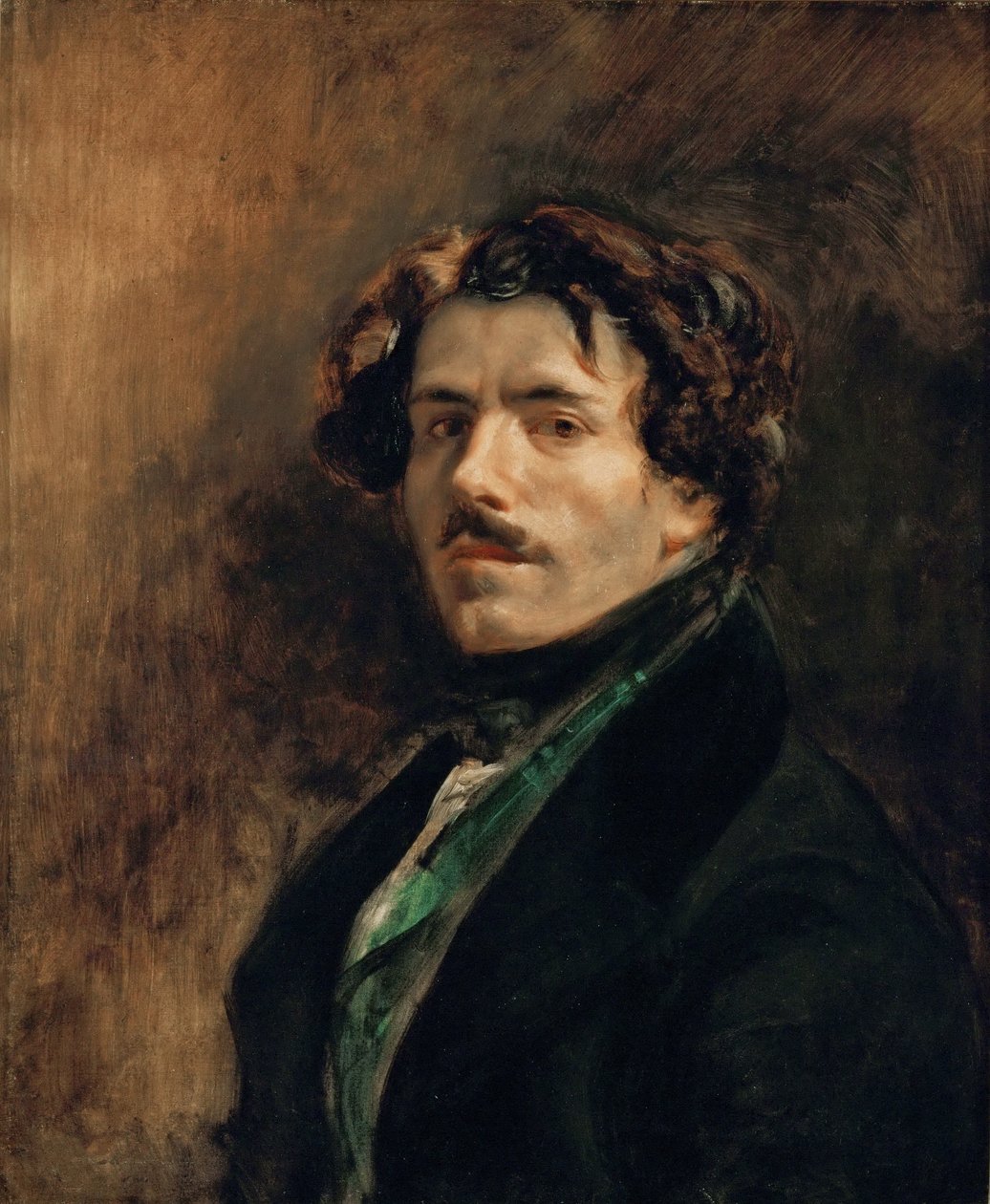 Självporträtt med grön väst av Eugène Delacroix