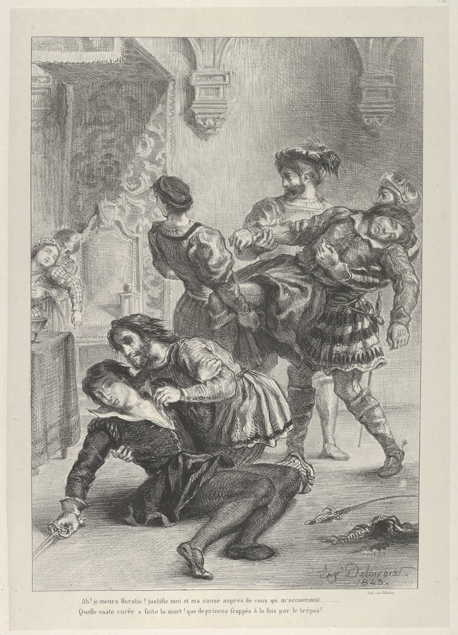 Hamlets död, 1843., 1843. av Eugène Delacroix