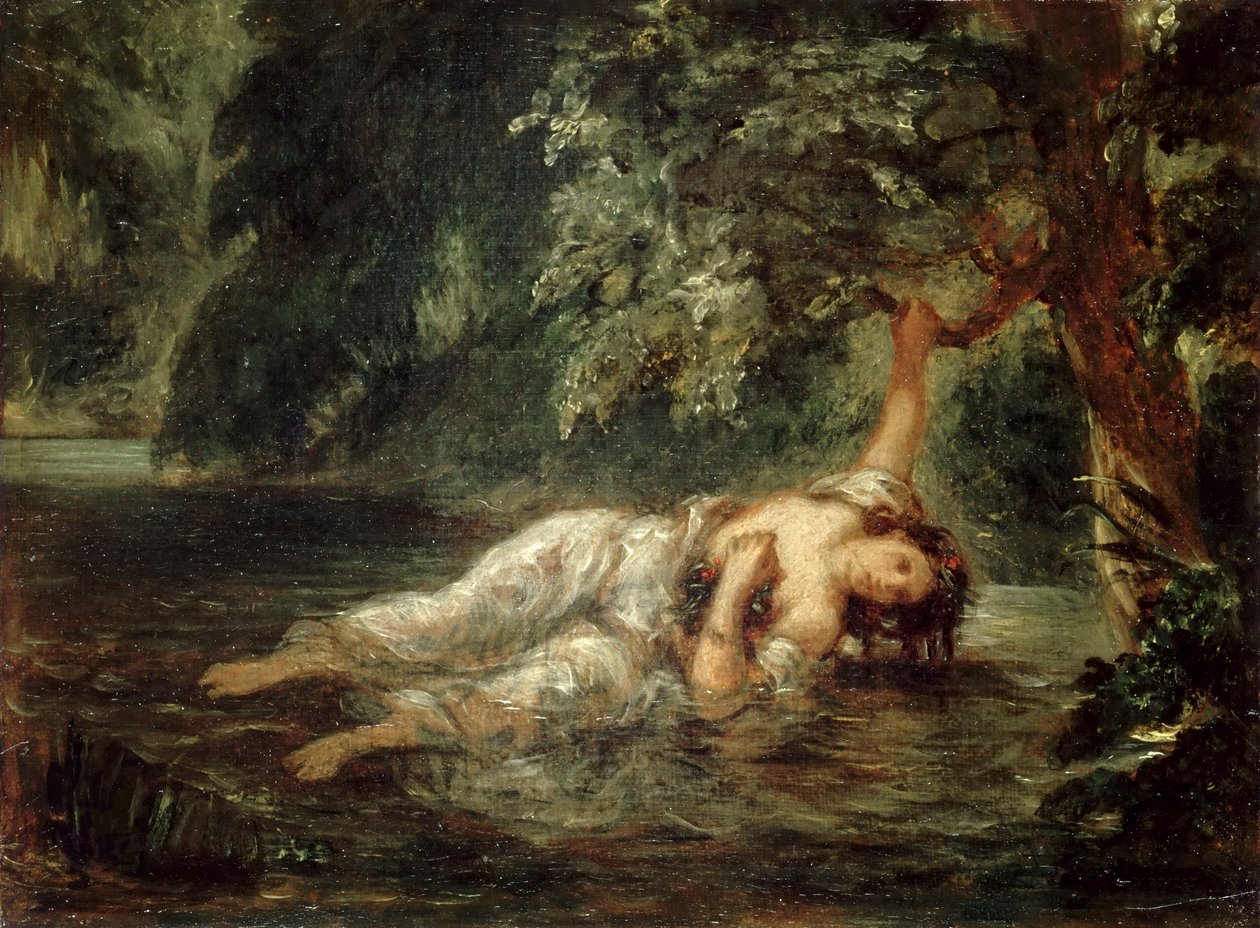 Ophelias död, 1853. av Eugène Delacroix