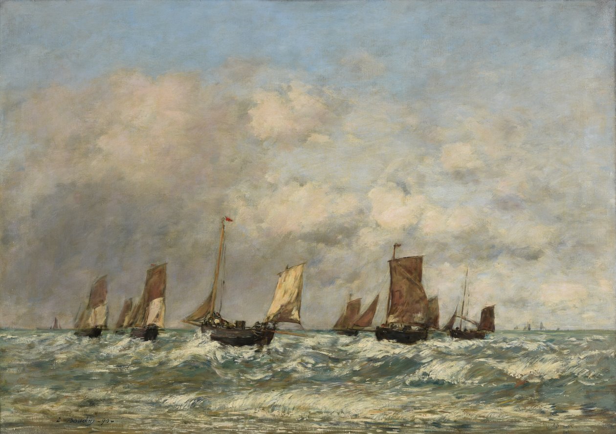 Berck: båtarnas avgång av Eugene Louis Boudin
