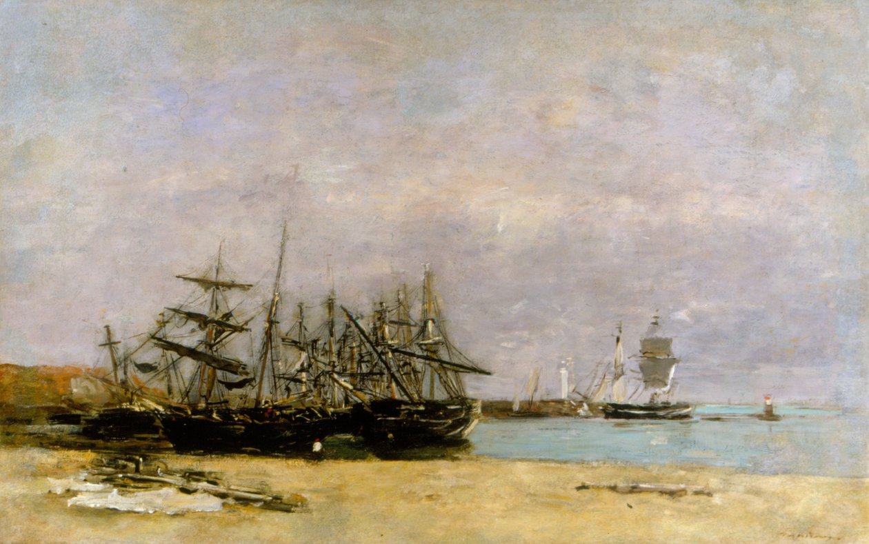 Portrieux - Strandade fartyg av Eugene Louis Boudin