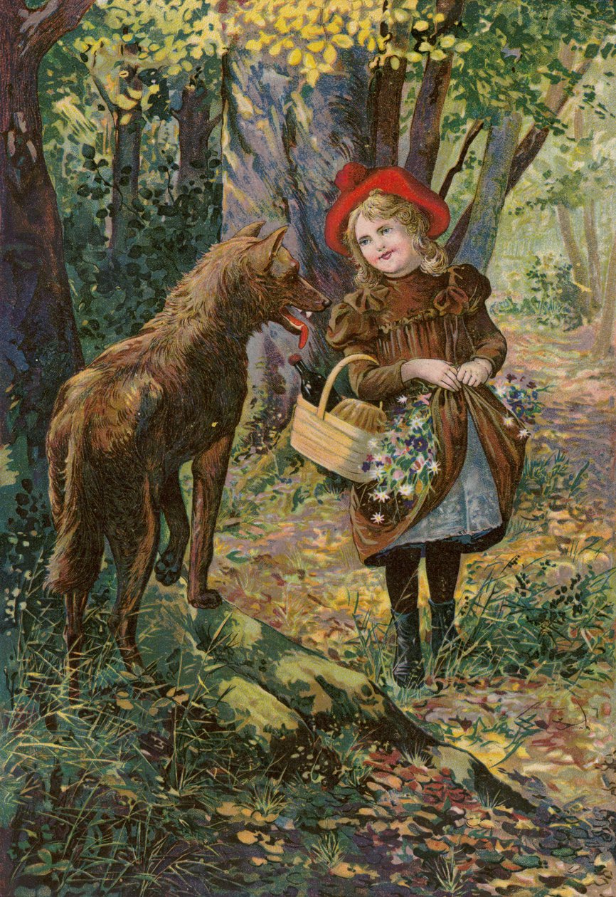 Grimms sagor: Lilla Rödluvan (chromolitho) av European School