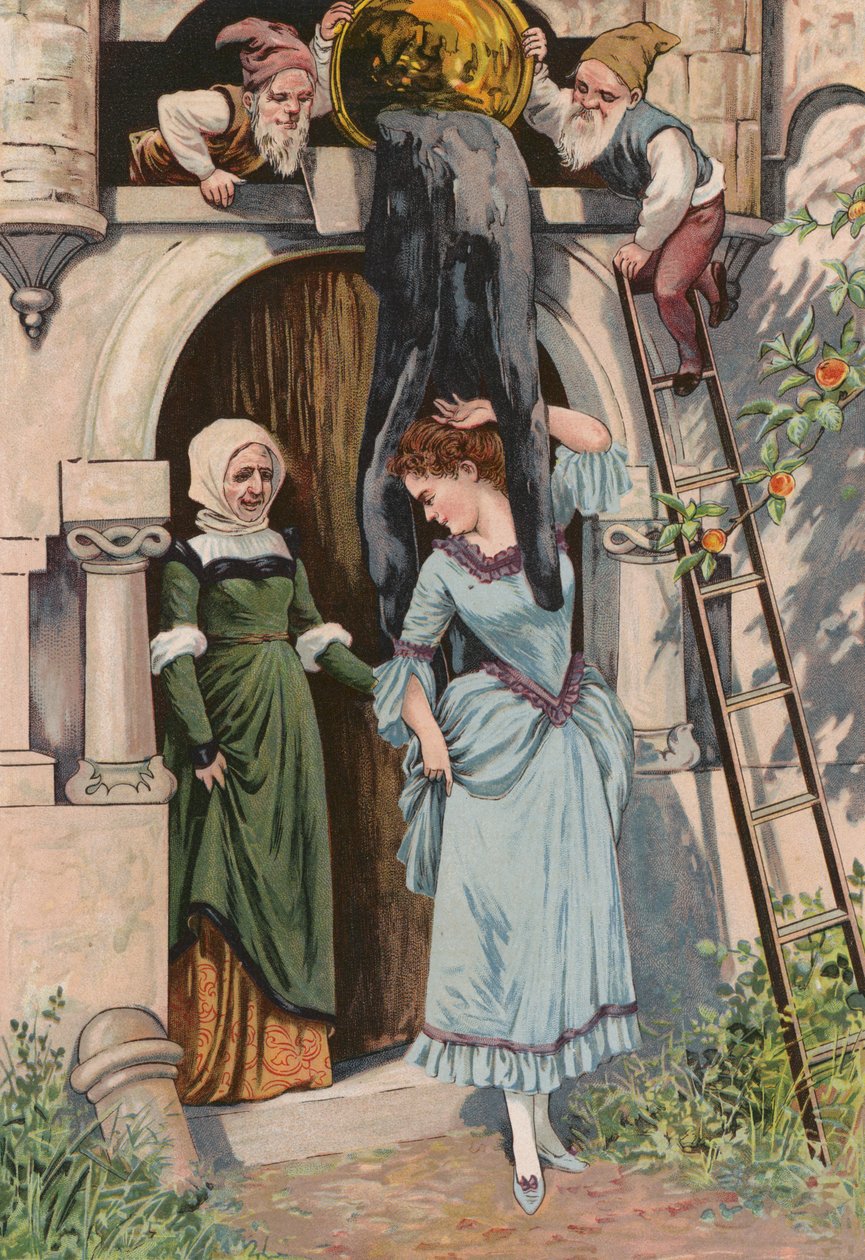Grimms sagor: Gamla Mamma Frost (chromolitho) av European School