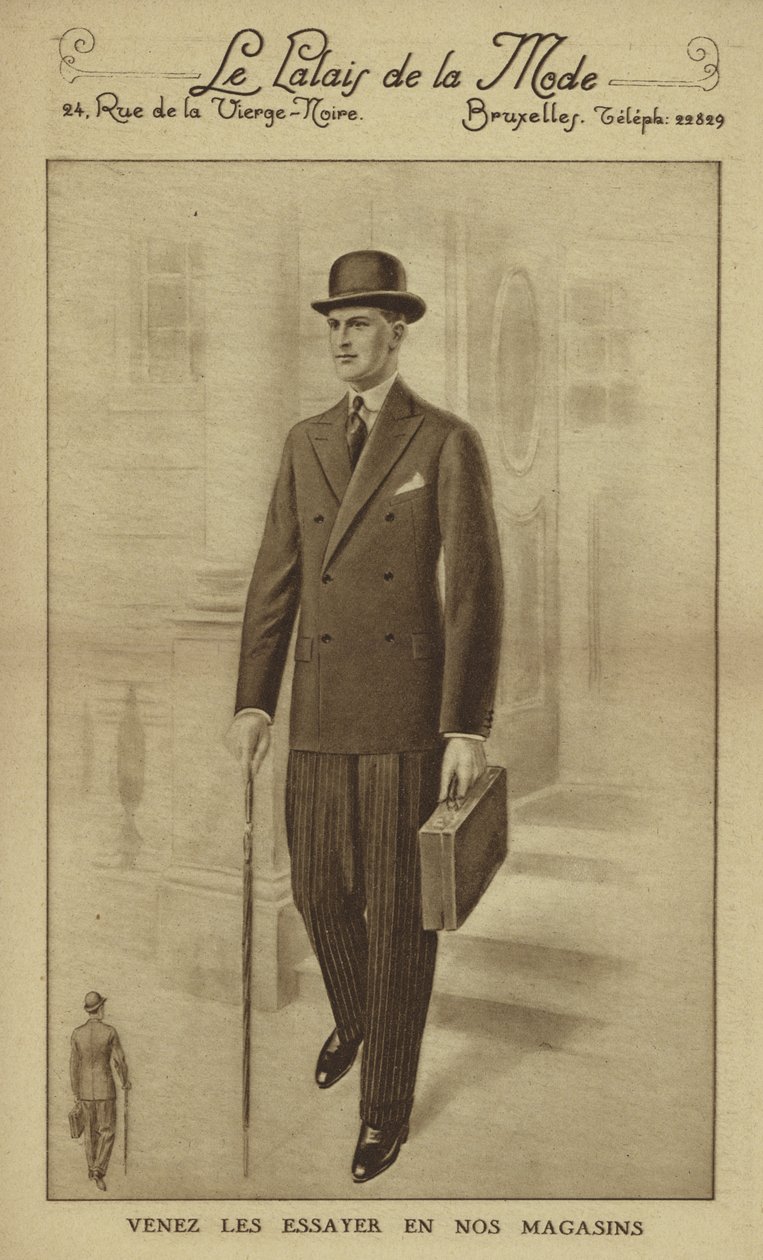 Herrmode cirka 1930-talet (litografi) av European School