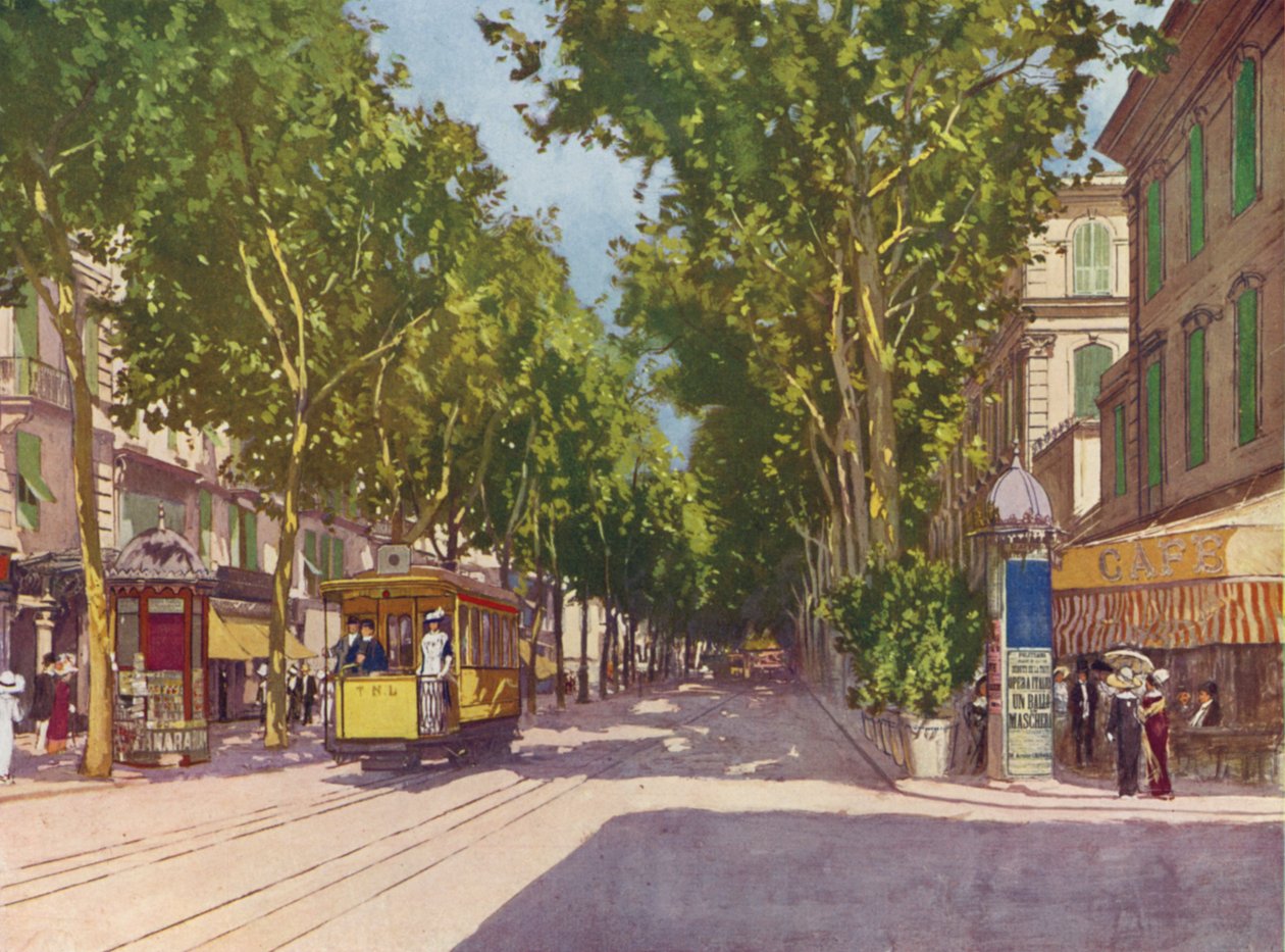 Nice, Avenue de la Gare (färglitografi) av European School
