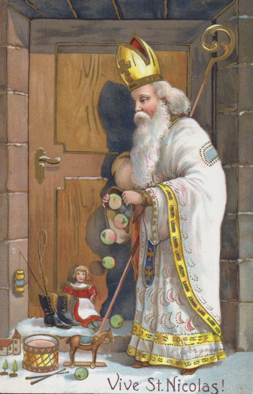 St Nicholas Day-kort (chromolitho) av European School