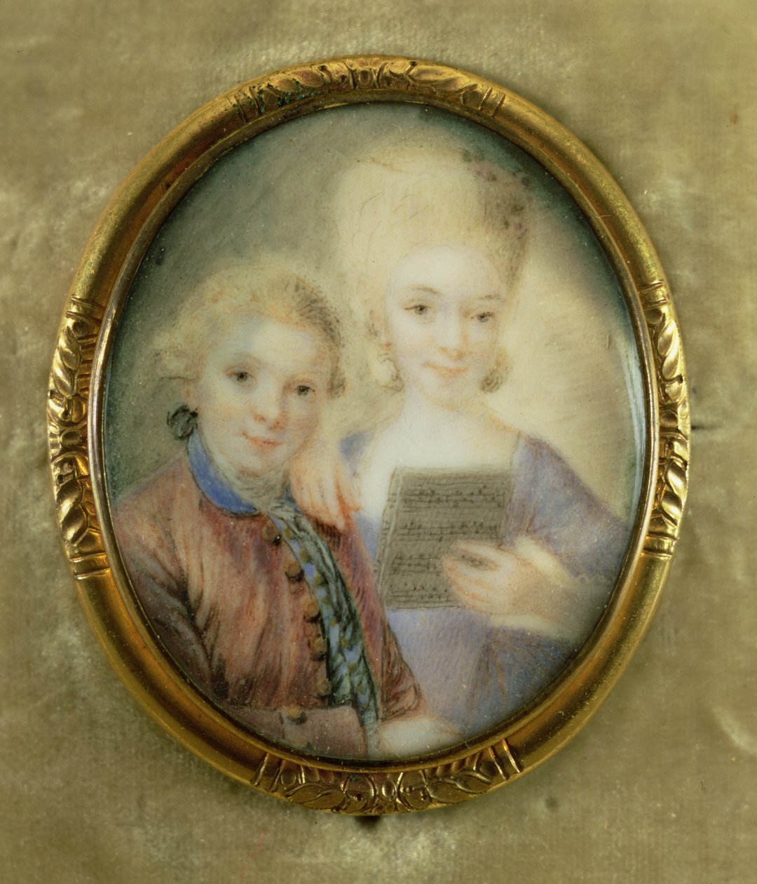 Wolfgang Amadeus Mozart (1756-91) och hans syster Maria-Anna, kallad 