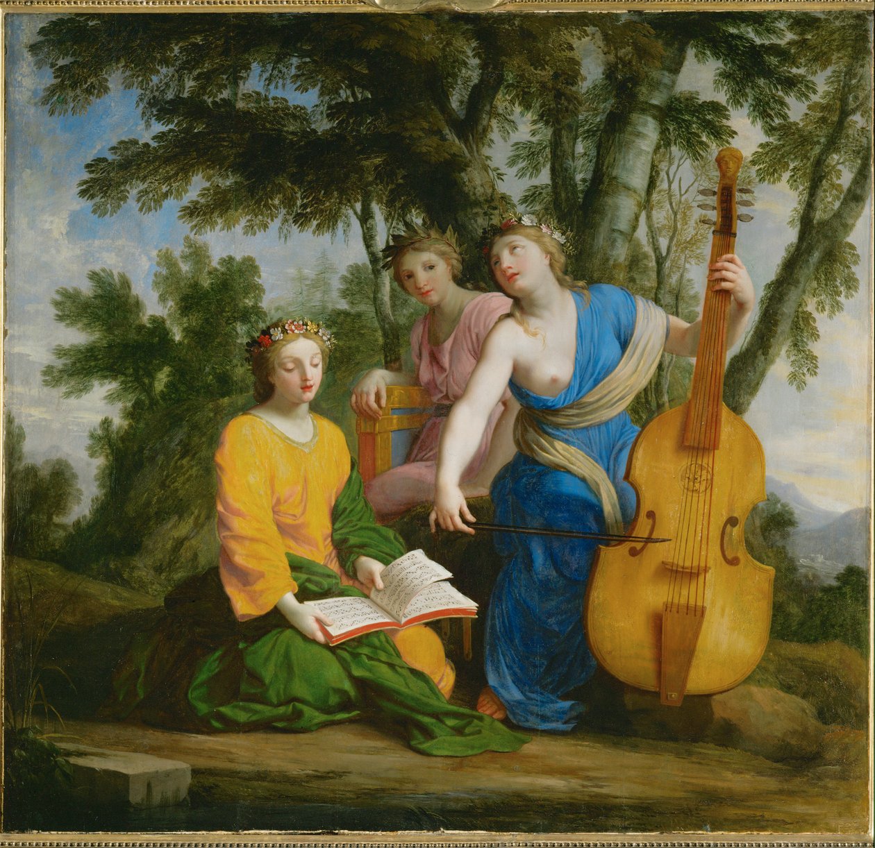Melpomene, Erato och Polyhymnia... av Eustache (studio of) Le Sueur