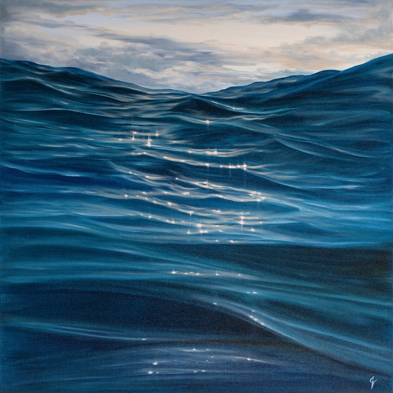 Dances With Waves, 2020 (olja på duk) av Eva Volf