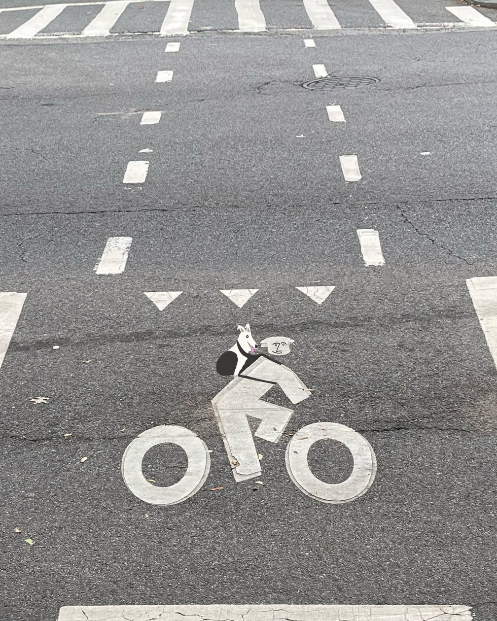 Skylt för cykelbana på gata (digital konst) av Evan Sklar