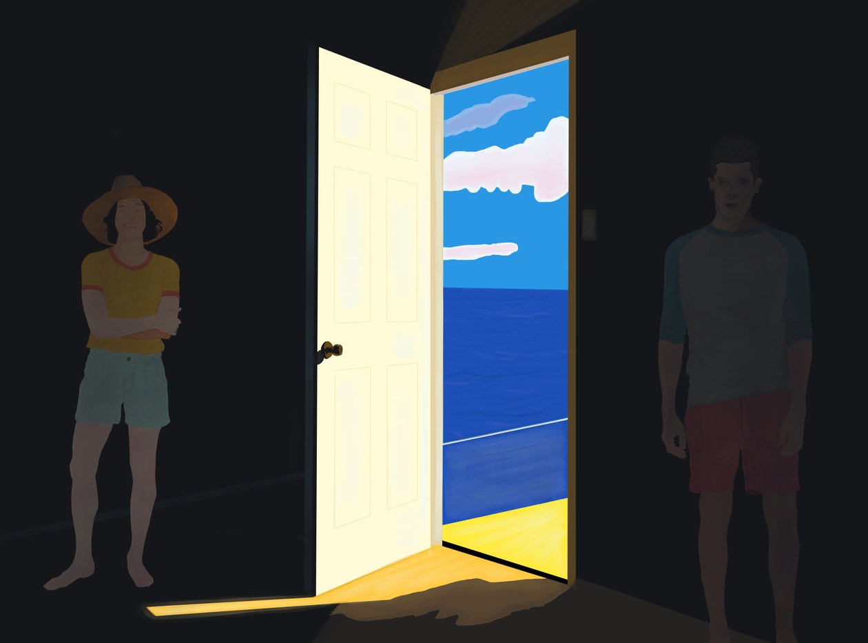 Par i strandhus, Brooklyn (digital konst) av Evan Sklar