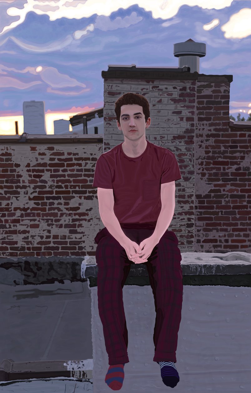 Emmitt på taket, Brooklyn (digital konst) av Evan Sklar