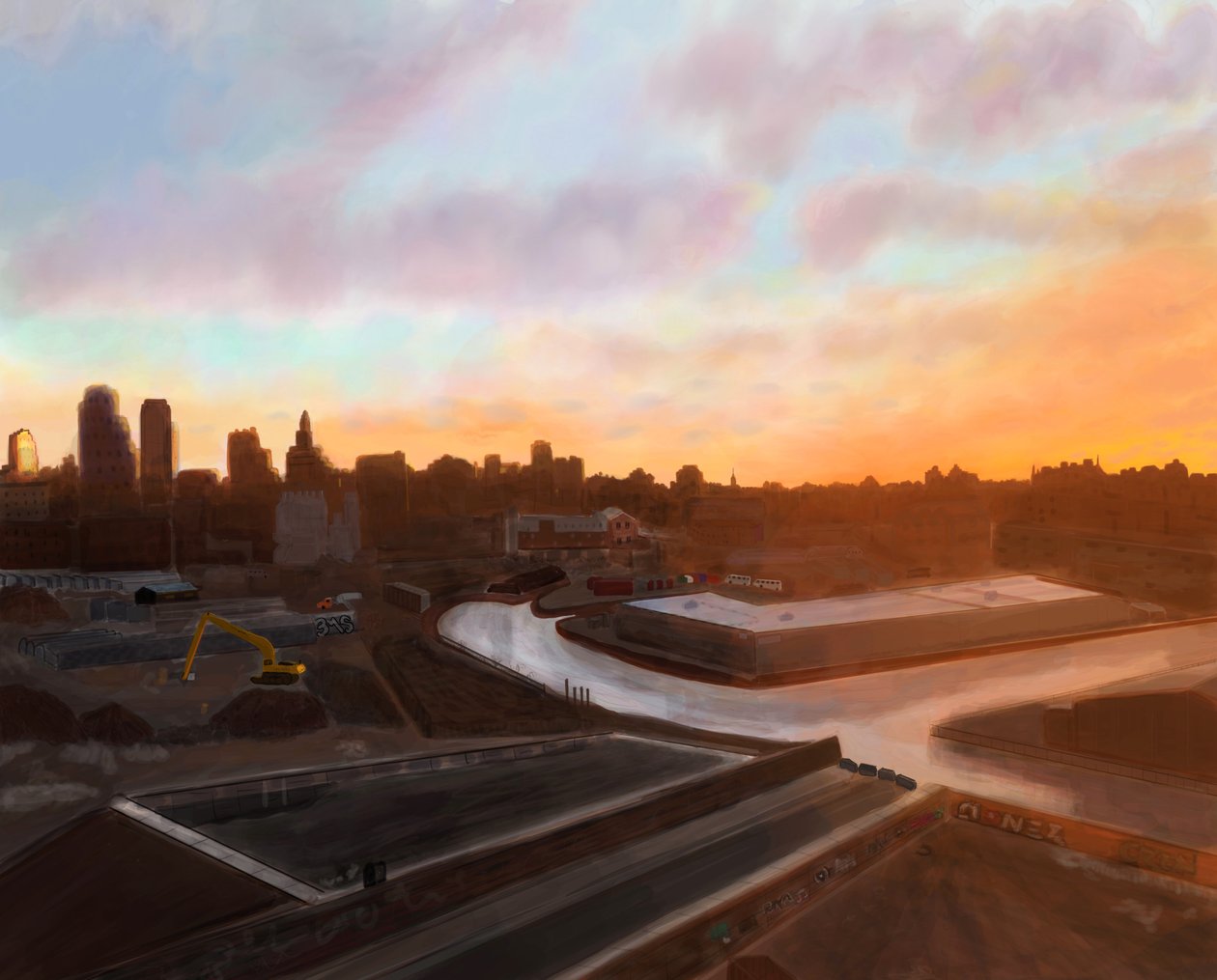 Gowanus Canal , Brooklyn (digital konst) av Evan Sklar