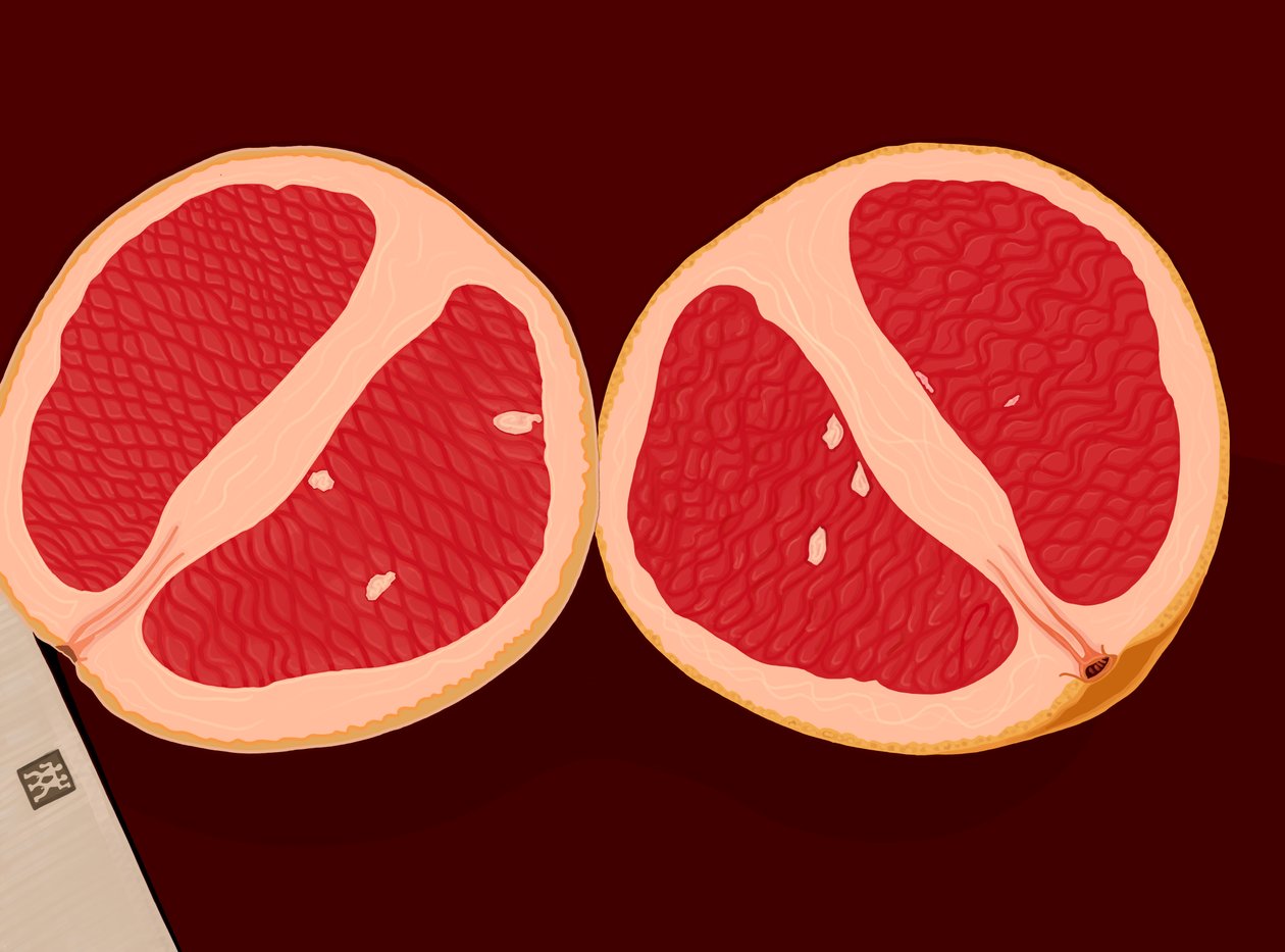Grapefrukt skuren i två delar (digital konst) av Evan Sklar