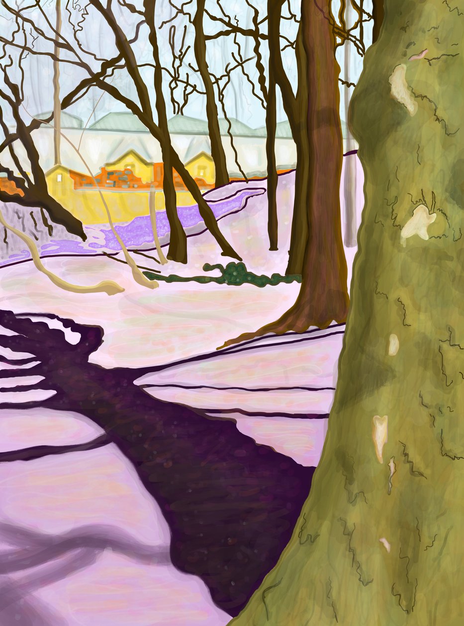 Kulle med krokus, Prospect Park (digital konst) av Evan Sklar